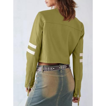 Saodimallsu Women's Stylish Faux Leather Cropped Jacket