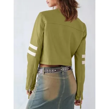 Saodimallsu Women's Stylish Faux Leather Cropped Jacket