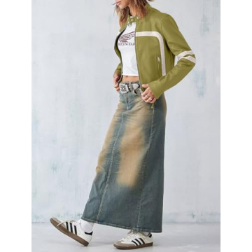 Saodimallsu Women's Stylish Faux Leather Cropped Jacket