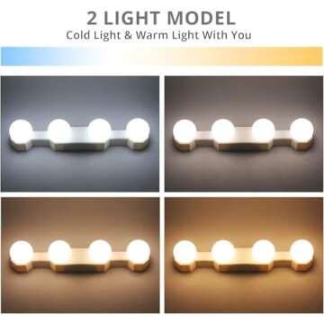 Assemer Portable Makeup Light,Cordless Led Vanity Mirror Lights with Brightness Color Temperature Adjustable for Vanity Table Bathroom Dressing Room