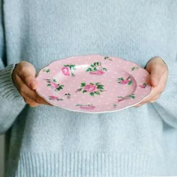 BTaT- Porcelain Floral Plates, Royal Dessert Plates, 8 inch, Set of 8, Appetizer Plates, Floral Plates, Salad Plates, Small Plates, Small Plates Set, Small Dishes, Dinnerware