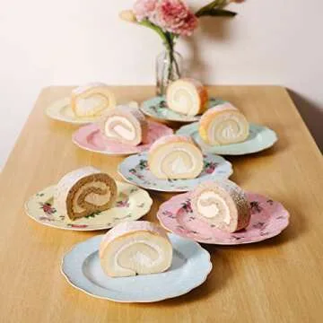 BTaT- Porcelain Floral Plates, Royal Dessert Plates, 8 inch, Set of 8, Appetizer Plates, Floral Plates, Salad Plates, Small Plates, Small Plates Set, Small Dishes, Dinnerware