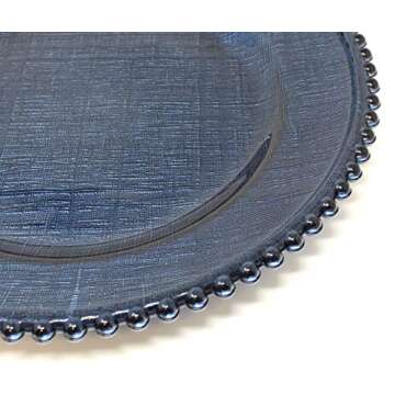 Exquisite Glass Charger Plates with Beaded Rim - Set of 4