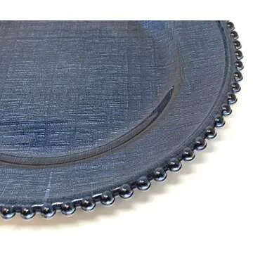 Exquisite Glass Charger Plates with Beaded Rim - Set of 4