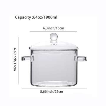 Clear Pots for Cooking,Saucepan Glass Pot for Cooking,Heat Resistant Glass Pots for Cooking on Stove...