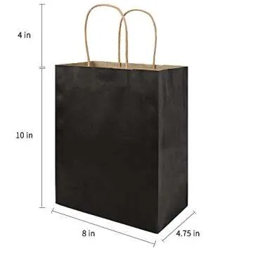 Durable Black Kraft Gift Bags - 100 Pack for Every Occasion
