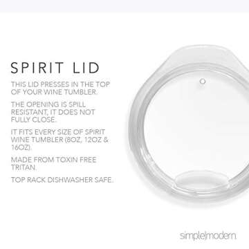 Simple Modern Wine Tumbler with Lid | Cute Stemless Glass Cup with Press-In Lid | Insulated Stainless Steel Coffee Mug | Gifts for Women Men Him Her | Spirit Collection | 12oz | Aurora