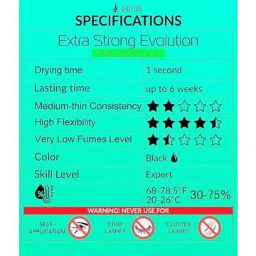 Stacy Lash Extra Strong Evolution Advanced Eyelash Extension Glue (0.17fl.oz/5ml)/ 1Sec Dry /6Weeks Retention/Black Adhesive/Professional Supplies