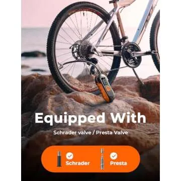 LISEN Bicycle Pump Electric, Portable Bike Tire Inflator Air Compressor 150 PSI Cordless Air Pump for Bike, Car, Motorcycle, Ball,Auto Shut-Off with Presta and Schrader Valve, cycplus as2 pro