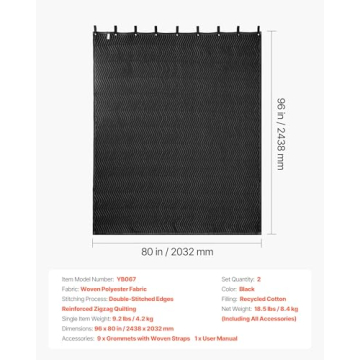 VEVOR Sound Dampening Blankets - 2 Pcs Soundproof Curtains