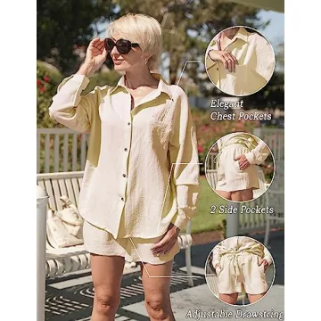 Ekouaer Women’s Summer Lounge Set with Shorts & Pockets