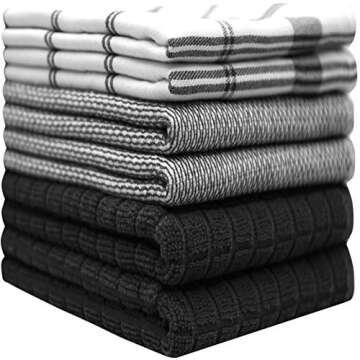 Premium Kitchen Towels (20”x 28”, 6 Pack) | Large Cotton Hand Towels | Flat & Terry Dish Towels ...