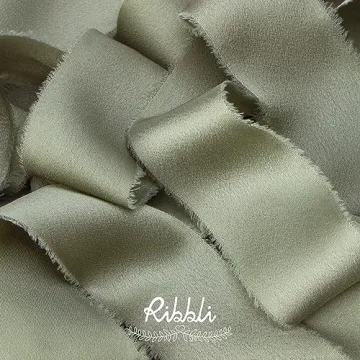 Ribbli Dusty Sage Green Silk Satin Ribbon for Elegant Crafting