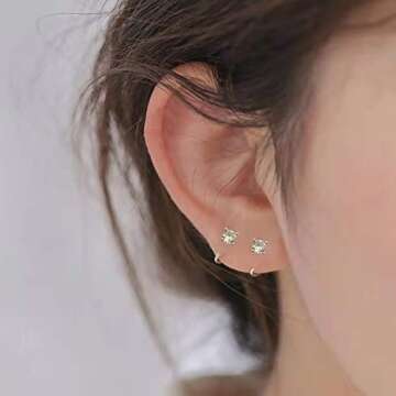 Small Huggie Hoop Earrings - Sterling Silver CZ Earrings for Women