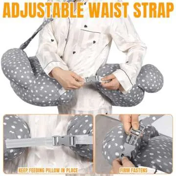 MABOZOO Twin Nursing Pillows for Breastfeeding with Removable Cover,Adjustable Waist Strap Breastfeeding Pillow,Breastfeeding Pillows for More Support for Mom and Baby