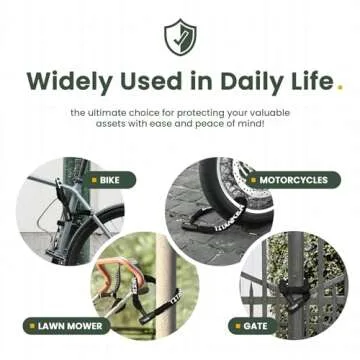 Titanker Bike Chain Lock, Security Anti-Theft Chain Lock for Motorcycle, Bicycle, Door, Gate, Fence, Grill (6mm, 8mm, 10mm Thick Chain) (Black-8mm Chain)