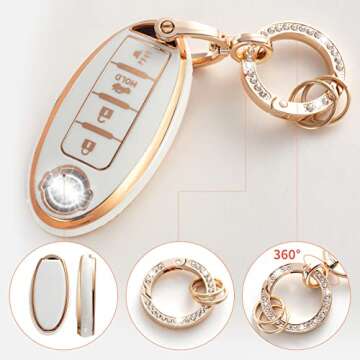 RUABIBAN Key Fob Cover Compatible with Nissan, Soft TPU Key Case Shell Fit for Altima Rogue Sentra Pathfinder Frontier Maxima Titan Murano Kicks Juke Versa Armada GTR 370Z Leaf