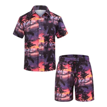 HASMES Hawaiian Outfits for Boys - Tropical Print 2 Piece Set 11-12Y