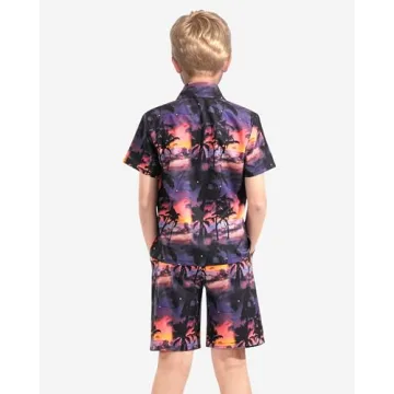 HASMES Boys Hawaiian Outfits for Kids 11-12Y Tropical Style