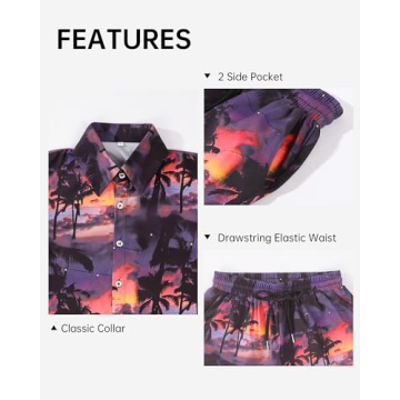 HASMES Boys Hawaiian Outfits for Kids 11-12Y Tropical Style