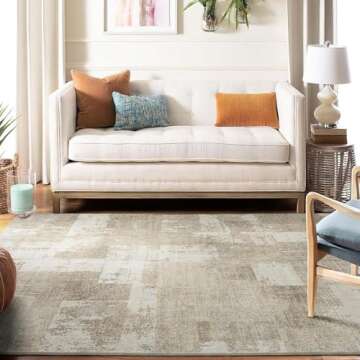 Area Rugs 9x12 Living Room Washable Rug: Abstract Ruggables Large Carpet Modern for Bedroom Kitchen Dining Room Nursery Rugs Soft 9 by 12 Indoor Alfombras para Salas Modernas Habitacion Beige Ivory