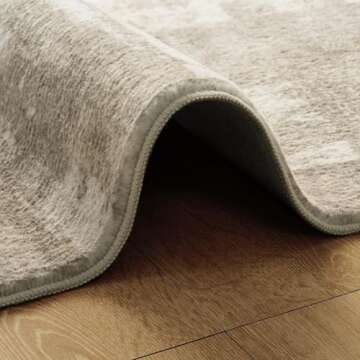 Area Rugs 9x12 Living Room Washable Rug: Abstract Ruggables Large Carpet Modern for Bedroom Kitchen Dining Room Nursery Rugs Soft 9 by 12 Indoor Alfombras para Salas Modernas Habitacion Beige Ivory