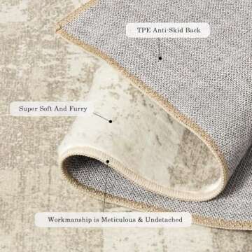 Area Rugs 9x12 Living Room Washable Rug: Abstract Ruggables Large Carpet Modern for Bedroom Kitchen Dining Room Nursery Rugs Soft 9 by 12 Indoor Alfombras para Salas Modernas Habitacion Beige Ivory