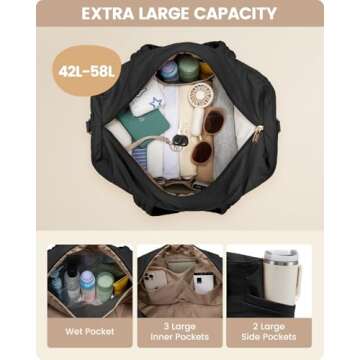 LOVEVOOK Puffer Travel Duffle Bag with Shoes Compartment