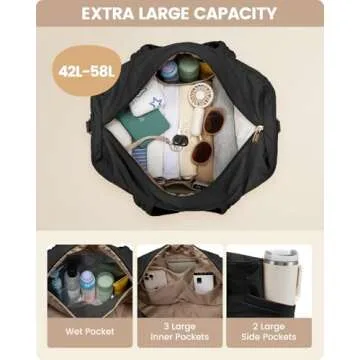 LOVEVOOK Puffer Travel Duffle Bag with Shoes Compartment