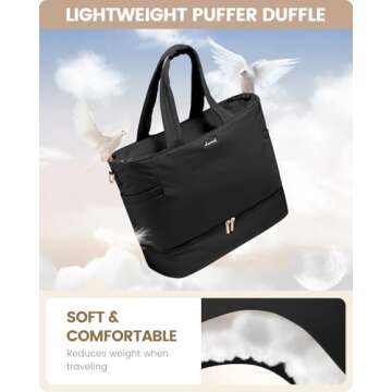 LOVEVOOK Puffer Travel Duffle Bag with Shoes Compartment