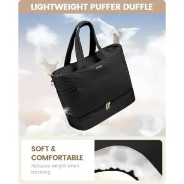LOVEVOOK Puffer Travel Duffle Bag with Shoes Compartment