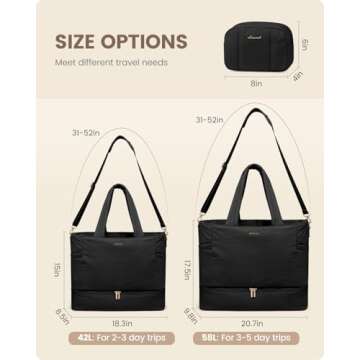 LOVEVOOK Puffer Travel Duffle Bag with Shoes Compartment