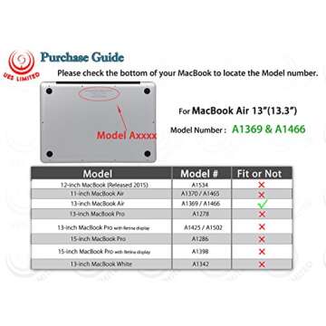 MacBook Air 13 inch Case, UESWILL Smooth Soft-Touch Matte Hard Shell Case Cover for 2008-2017 MacBoo...