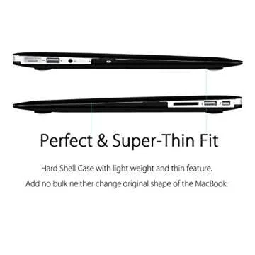 MacBook Air 13 inch Case, UESWILL Smooth Soft-Touch Matte Hard Shell Case Cover for 2008-2017 MacBook Air 13 inch (Model A1466 / A1369) + Microfibre Cleaning Cloth, Black