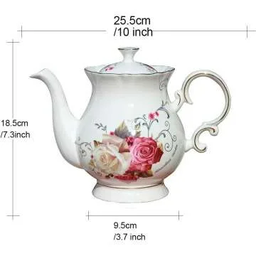 Jomop European Ceramic Flower Teapot - 5.5 Cups