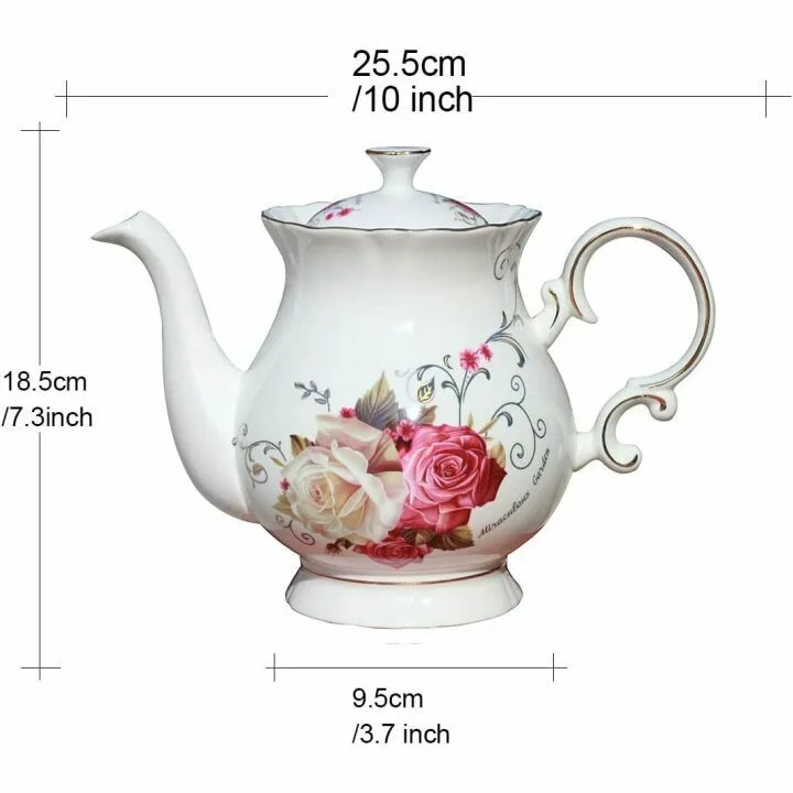 Jomop European Ceramic Flower Teapot - 5.5 Cups