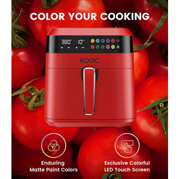KOOC XL Large Air Fryer 6.5 Quart with Cheat Sheet Included