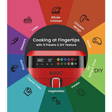 KOOC XL Large Air Fryer 6.5 Quart with Cheat Sheet Included