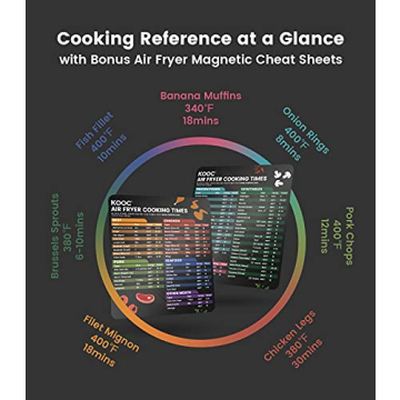 KOOC XL Large Air Fryer 6.5 Quart with Cheat Sheet Included