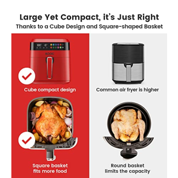 KOOC XL Large Air Fryer 6.5 Quart with Cheat Sheet Included