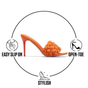 Cape Robbin Braided Sandals for Women - Orange Stiletto Heels for Women Sexy Braided Heels for Women...