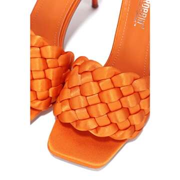 Cape Robbin Braided Sandals for Women - Orange Stiletto Heels for Women Sexy Braided Heels for Women -Open Toe Sandals Women Heel (Miella)