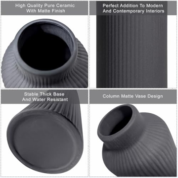 Elegant Black Ceramic Flower Vase for Modern Home Decor