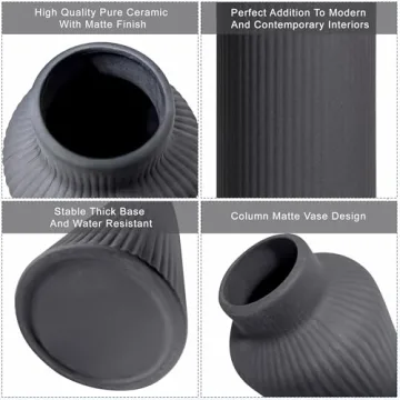 Elegant Black Ceramic Flower Vase for Modern Home Decor