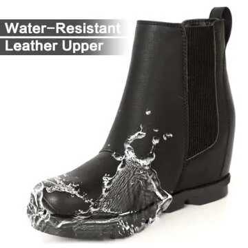 Athlefit Women's Wedge Boots Comfortable Ankle Wedge Black Booties Size 5.5