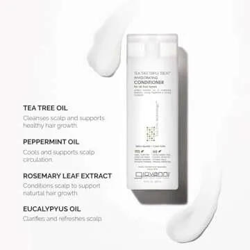 GIOVANNI Tea Tree Triple Treat Invigorating Conditioner - Cooling Peppermint, Eucalyptus, Rosemary, Helps Dry Flaking Scalp, Paraben Free, Helps to Moisturize, Smooth & Detangle - 24 oz (1 Pack)