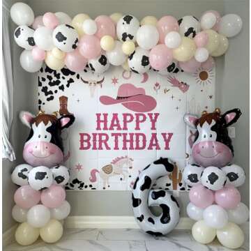 Avezano Cowgirl Birthday Backdrop for Parties & Photography