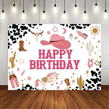 Avezano Cowgirl Birthday Backdrop for Parties & Photography