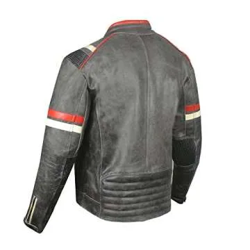 Men's Vintage Cafe Racer Motorcycle Distressed Leather Armor Biker Jacket L