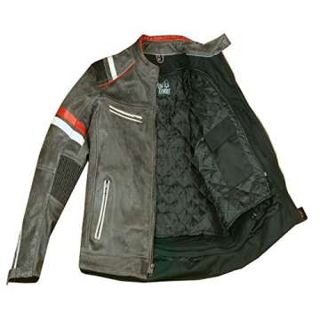 Men's Vintage Cafe Racer Motorcycle Distressed Leather Armor Biker Jacket L